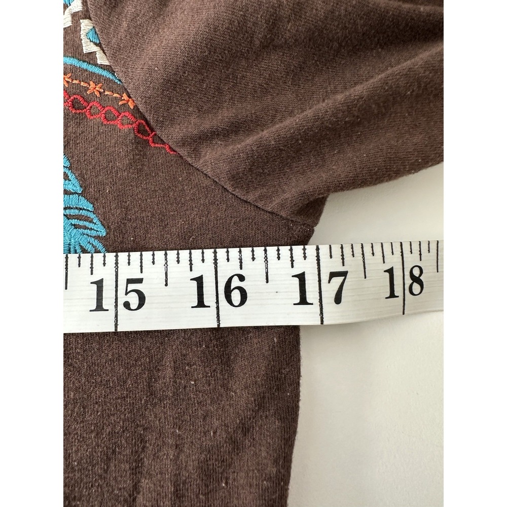 Panhandle Womens Top‎ Small Brown Floral Embroidered Long Sleeve Rodeo Cowgirl - Picture 4 of 7